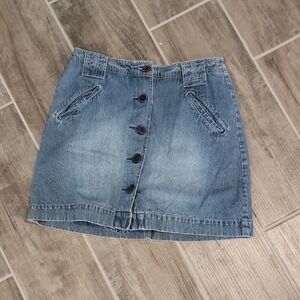 Denim Button-Front Skirt